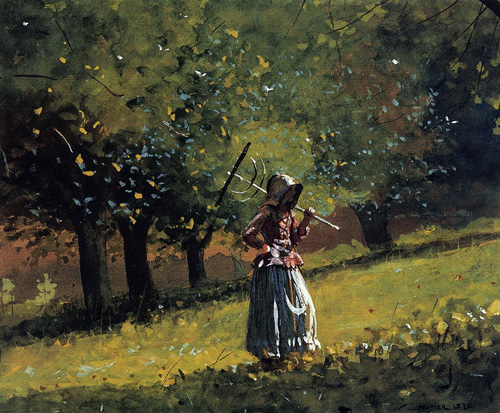 (image for) Handmade oil painting Copy paintings of famous artists Winslow Homers Paintings Girl with a Hay Rake